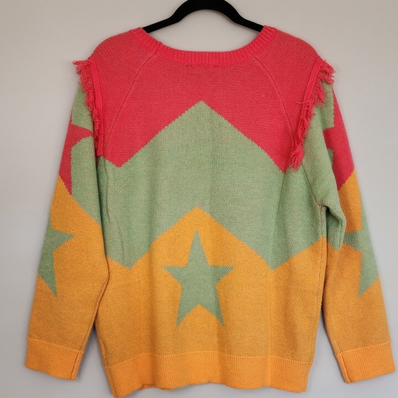 Star Multi Color Fringe Sweater Top - Picture 2 of 4